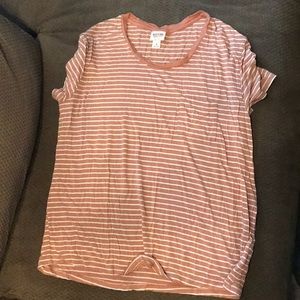 Salmon striped tee with breast pocket